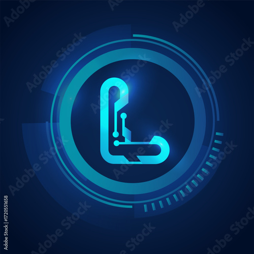 letter initials technology connection logo design