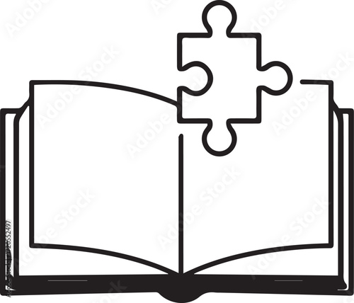 Unlocking Knowledge A puzzle piece hovers over an open book symbolizing problem solving, education, and insightful learning, originally a scalable vector graphic