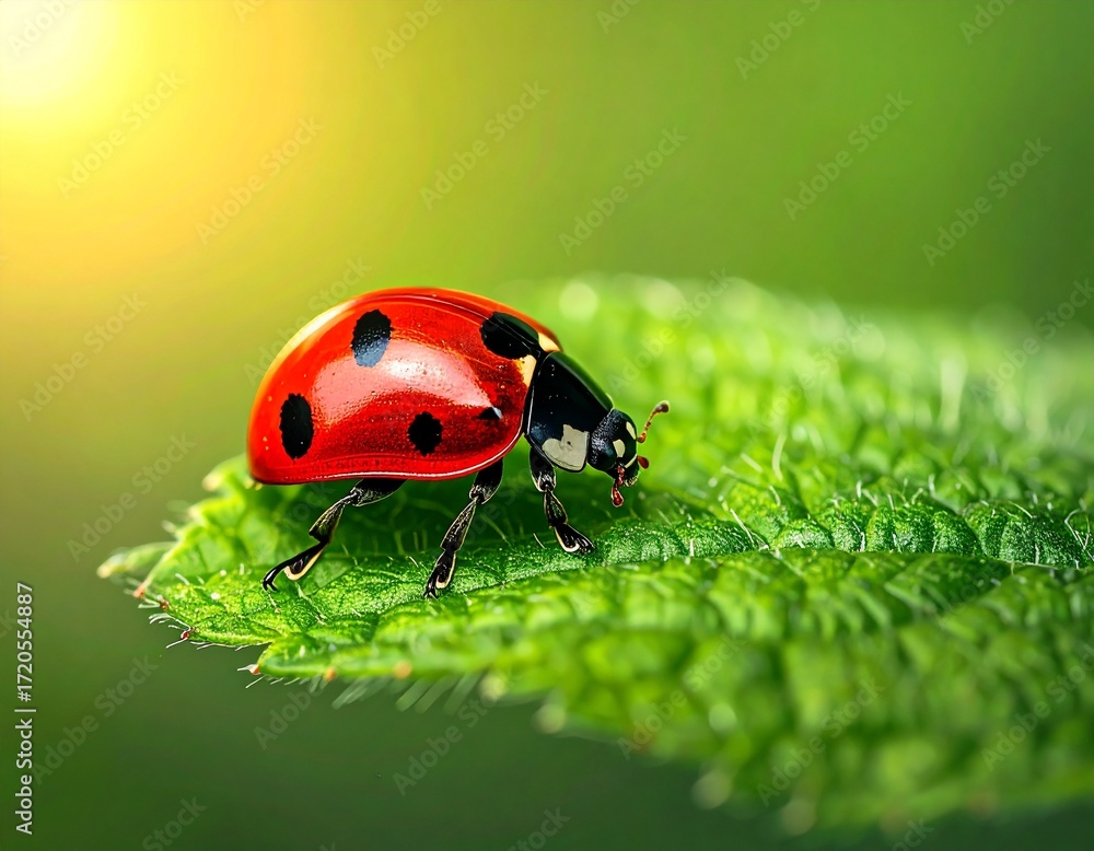 Fototapeta premium A ladybug resting on a leaf