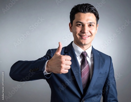 Businessman giving thumbs up