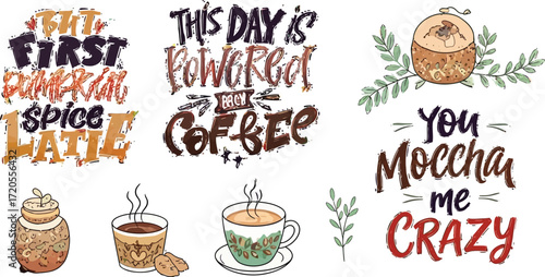 Coffee, latte, and mocha themed designs for cafe menus, social media, and seasonal promotions