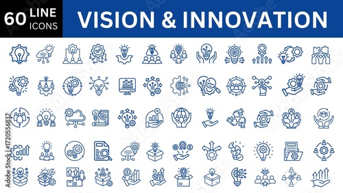 Vision & Innovation line icon set.