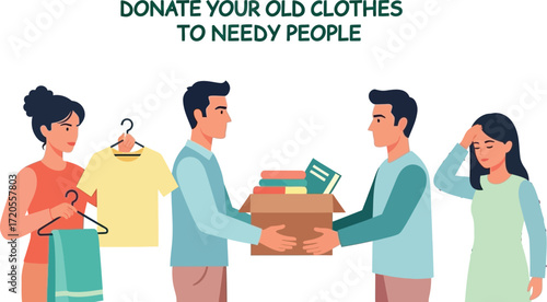 People donating clothes to the needy, offering support and kindness, helping others in need