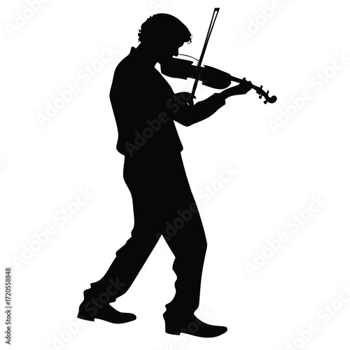 Street violinist silhouette