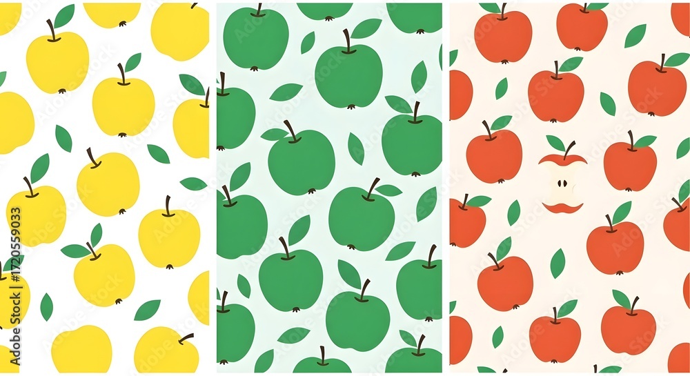 Apple pattern seamless vector background yellow green red fruit