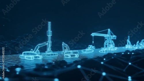 Digital Twin of Construction Site with Heavy Machinery.
