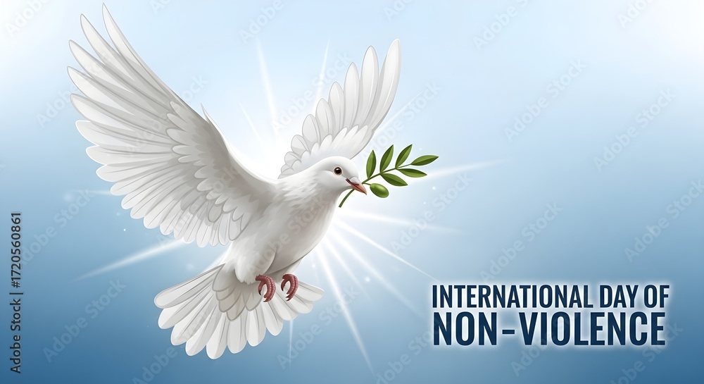 Fototapeta premium white dove flying with olive branch peace symbol