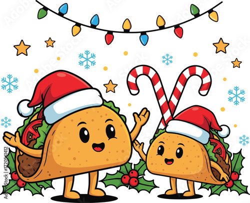 Christmas Taco Party with Santa Hats