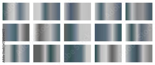 Set of Silver gradient, set of metallic glossy gradient. Steel gradients collection. White Silver Gradient | Silver Luxury Gradient Metallic and silver gradient. Vector illustration. 