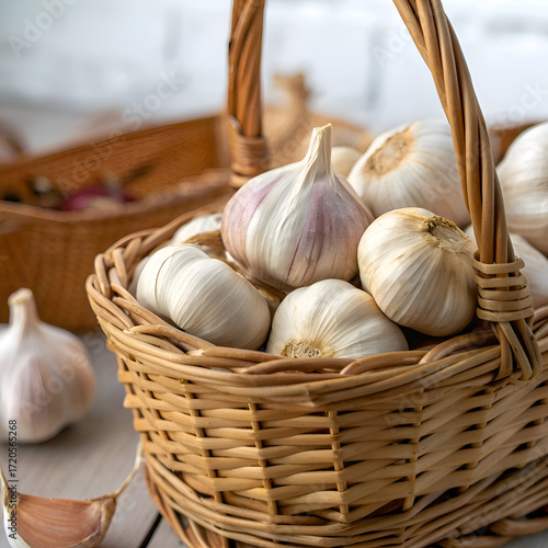 Garlic in a beautiful basket