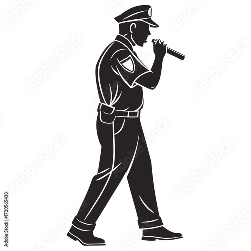 Police officer whistling silhouette