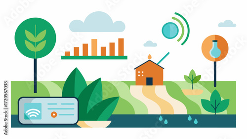 A sensorbased system that tracks nutrient usage over multiple growing seasons enabling farmers to make datadriven decisions for future plantings.. Vector illustration