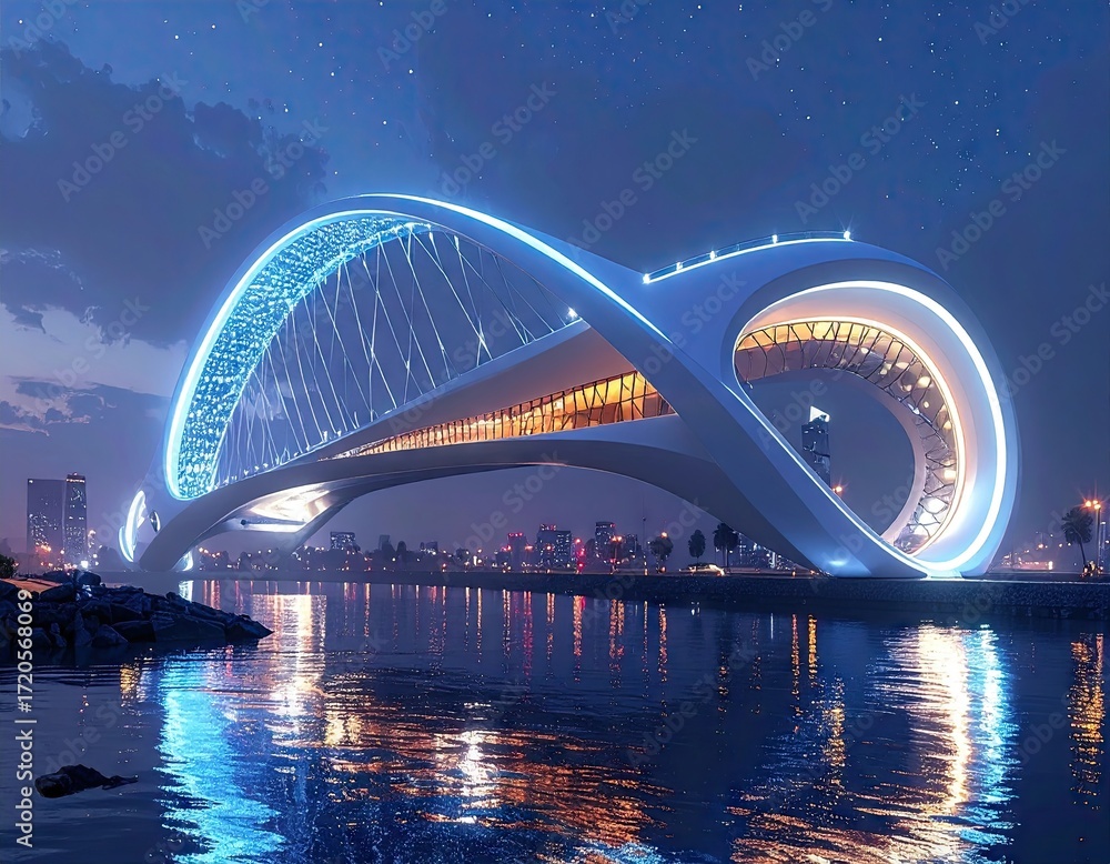Obraz premium Futuristic Infinity Bridge Night Scene