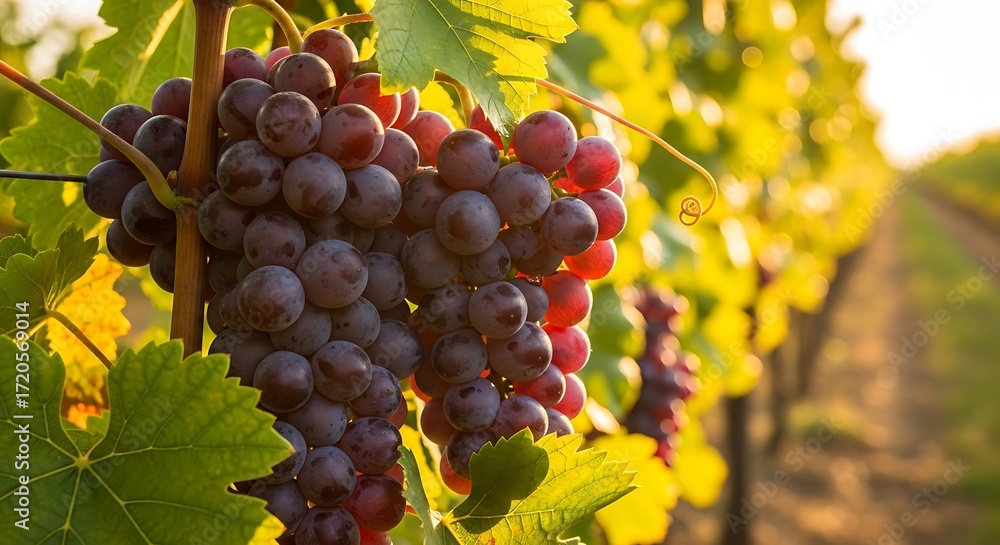Fototapeta premium Ripe Grapes on Vine in Vineyard.