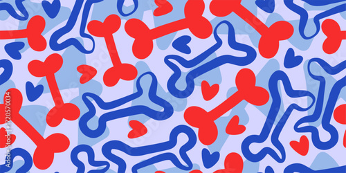 Dog Bone vector Seamless pattern. Packaging paper design, pet food accessories package.