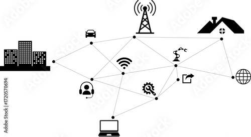 Global network connection across industry. Internet of things (iot). Industry connected to digital technology network