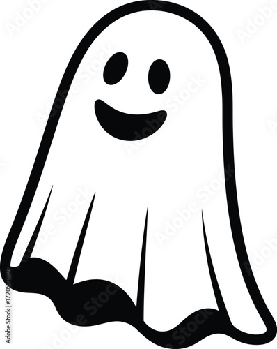 Simple cartoon ghost with a happy face for halloween designs