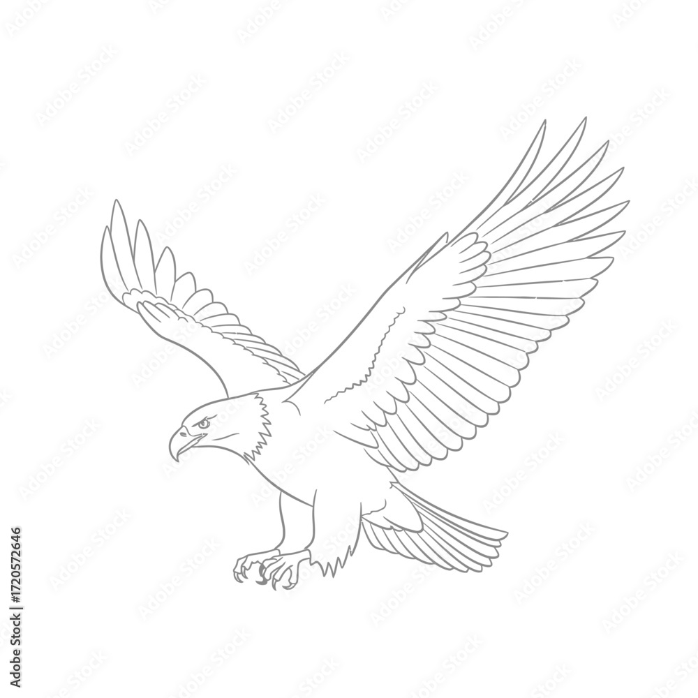 Obraz premium Flying eagle line art illustration