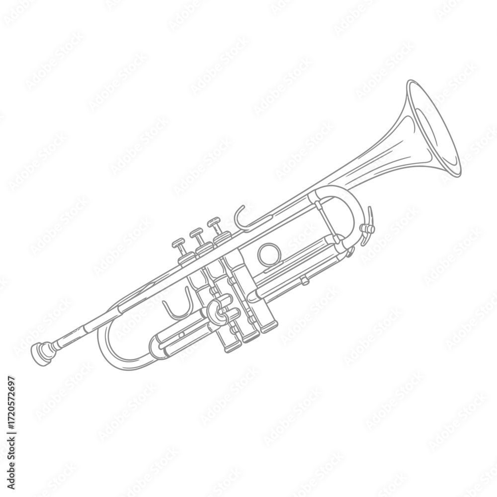 Obraz premium Trumpet line drawing