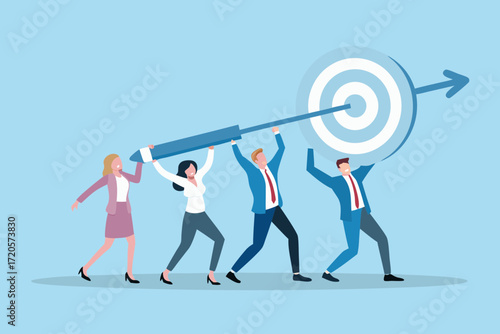 Diverse business team working together to achieve a common goal aiming for success