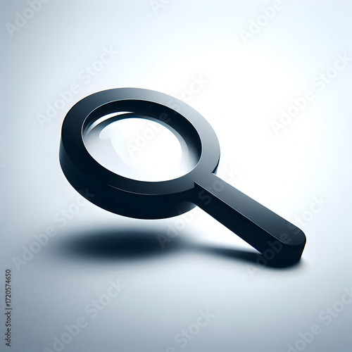 3D magnifying glass isolated on white background for search and discovery