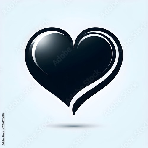 Heart shaped icon and glass with romantic red glossy design for Valentine's Day