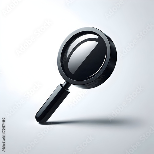 Magnifying glass isolated on white background with black handle illustration