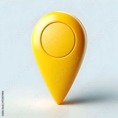 3D golden map pointer icon with shadow for navigation and location symbol design