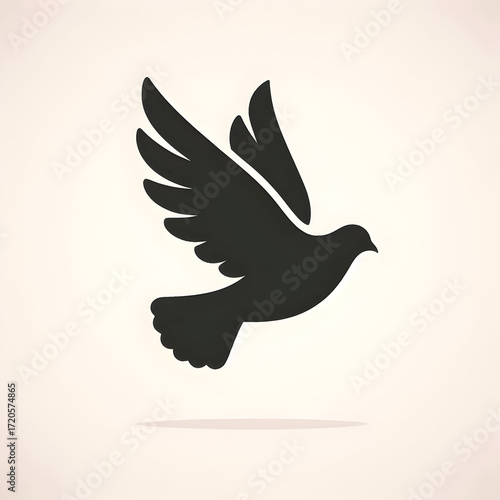 Dove of peace flying with wings as a symbol of hope and freedom