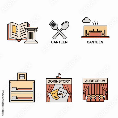 College Life Icons Education, Dining, and Performing Arts