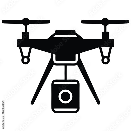 heavy lift drone with camera vector icon