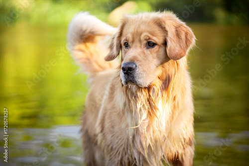 Portret psa rasy golden retriever