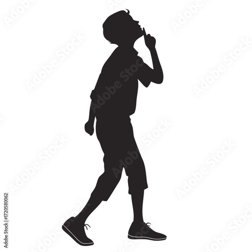 Teenager whistling silhouette