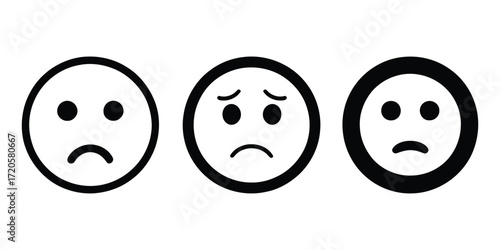 sad faces expressing negative emotions. set of sad faces icon