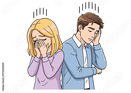 Upset Couple Illustration Sadness, Relationship Problems, Emotional Distress, Heartbreak, Despair