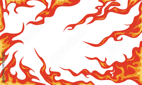 Fiery blank background, blazing fire barrier