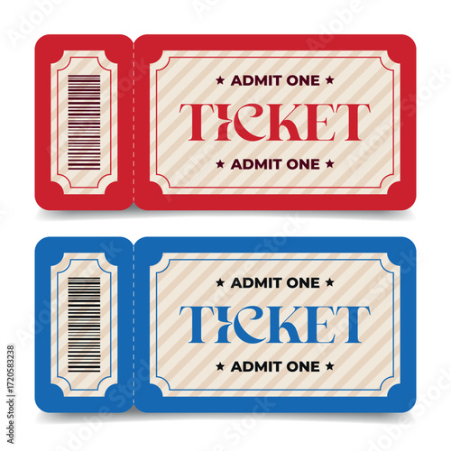 Collection of vintage tickets with decorative frames and different edge shapes