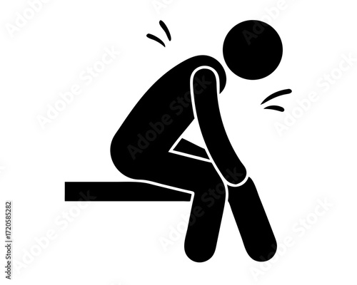 Solid black slouching person icon representing poor posture