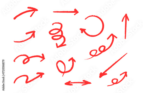 Red Crayon Underline Set – Hand Drawn Chalk and Marker Strokes with Rough Textured Edges for Highlights and Accents