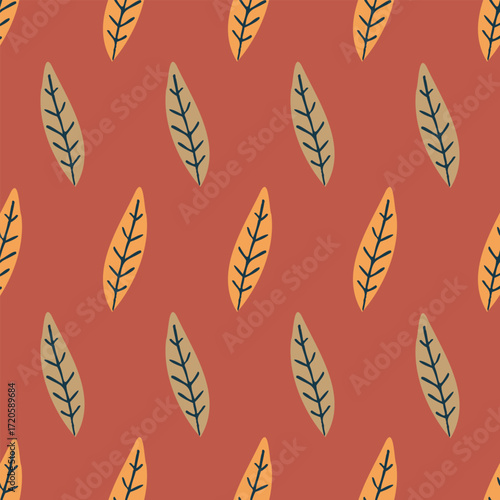 Warm orange seamless autumn leaf design
