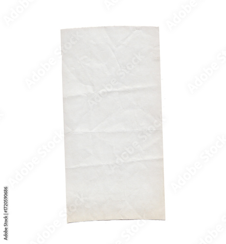 Wrinkled Paper Receipt, Isolated PNG, Vintage Junk Journal Ephemera, Faded Vintage Paper Note