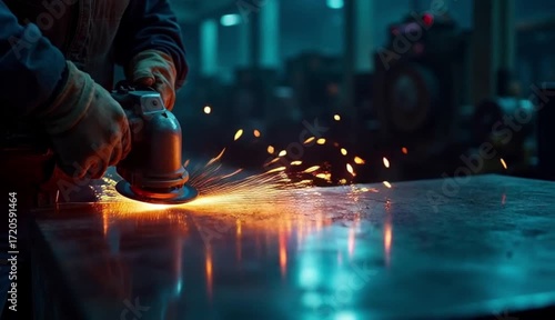 Welding Metal Using Handheld Torch in Industrial Workshop Dynamic Closeup