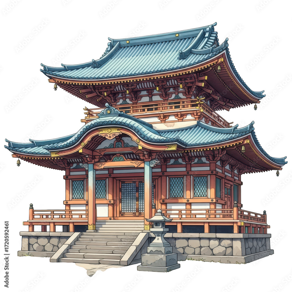 Naklejka premium Illustration of a traditional japanese temple isolated on transparent background