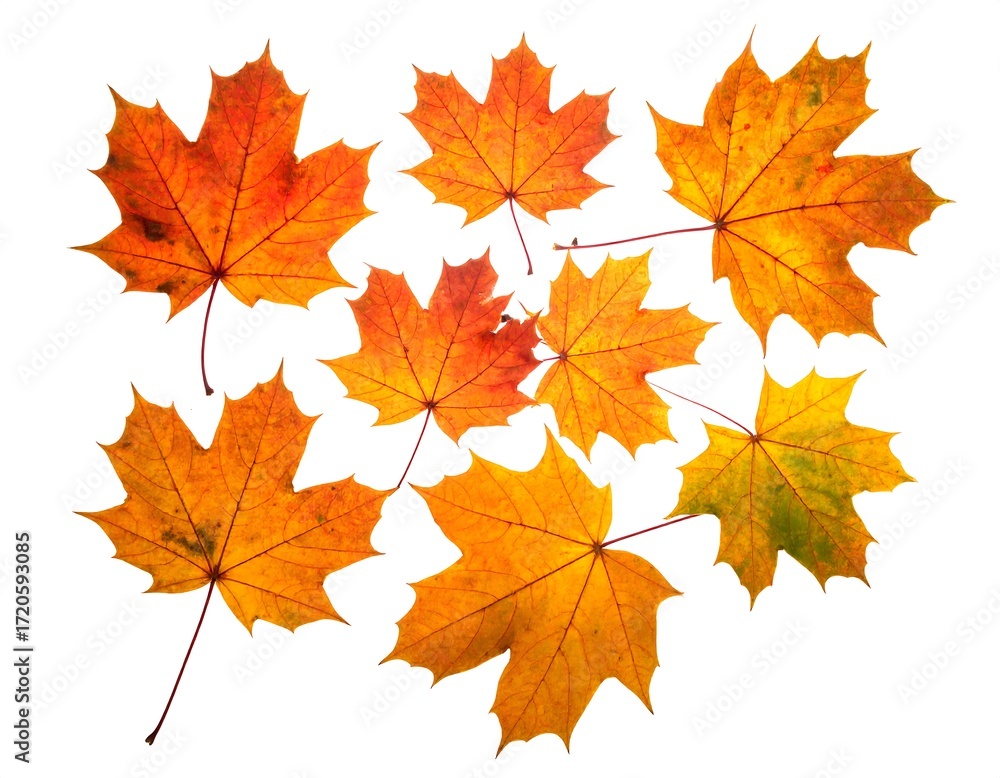 Obraz premium Autumn leaves arranged against a white background