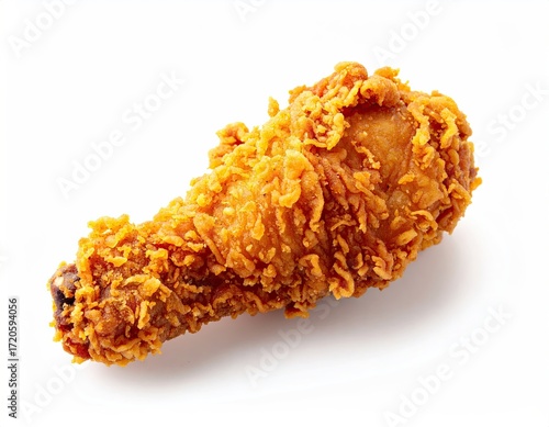 Crispy Fried Chicken Drumstick on White Background