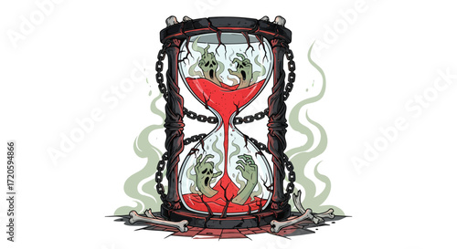 Ghastly Hourglass Entangled Hands in Bloody Sands.