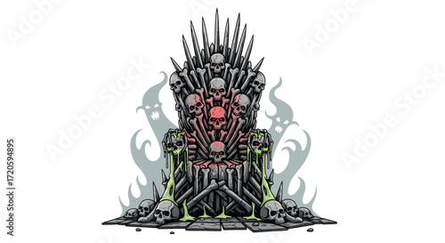 A Spooky Throne of Bones and Skulls Dripping with Poison.