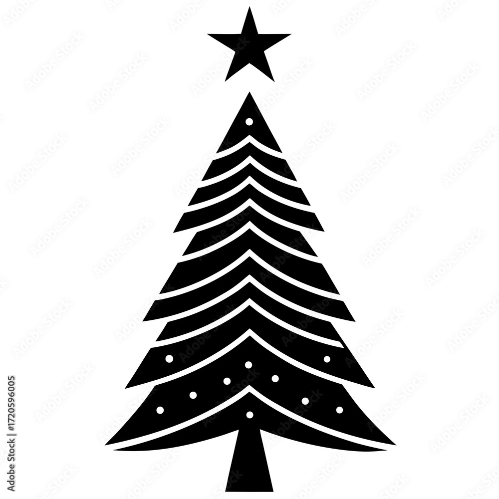 Obraz premium Minimalist holiday tree silhouette vector clipart, great for posters, greeting cards, scrapbooking, and festive holiday design projects.