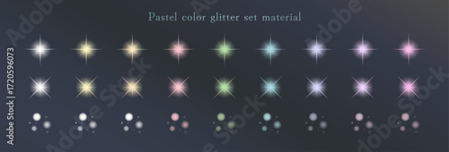 Pastel color glitter set material