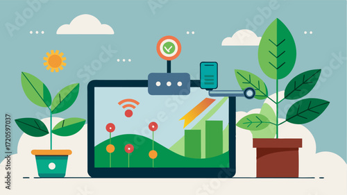 A smart plant disease detection system uses machine learning algorithms to analyze data collected from the field providing early warnings and preventing crop damage.. Vector illustration